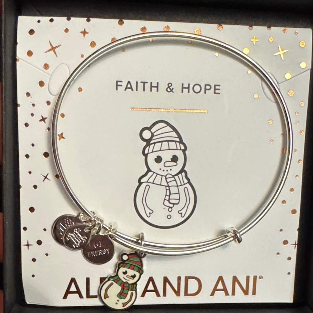 Alex and Ani Festive Silver Snowman Bangle